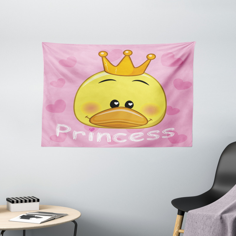 Princess Duck with Tiara Wide Tapestry