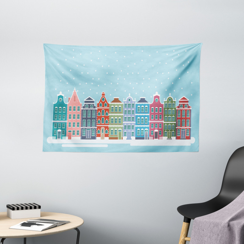 Snowy Town in Holland Wide Tapestry