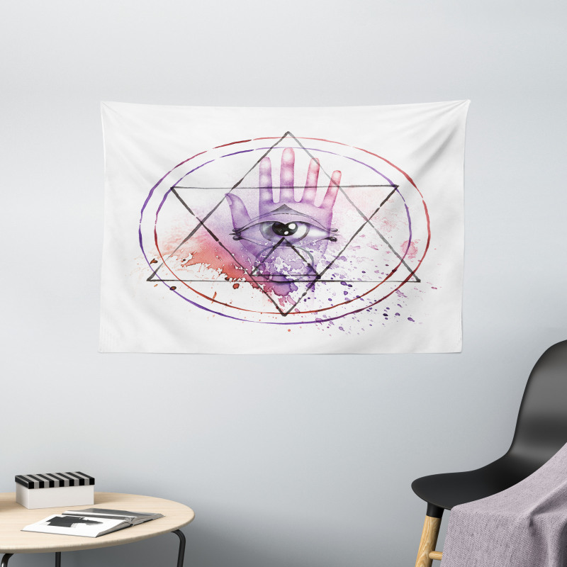 Watercolor All Seeing Eye Wide Tapestry