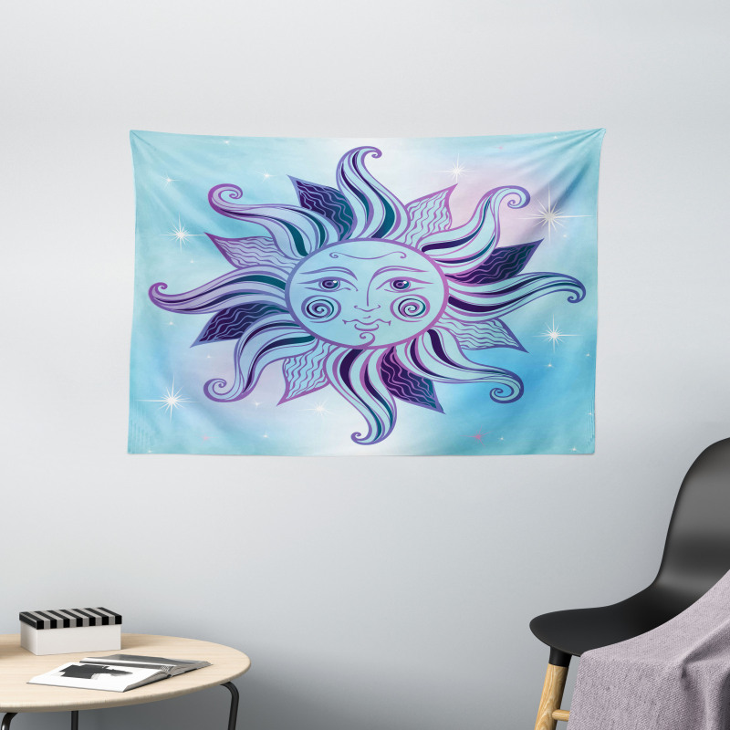 Flourish Sun Face Wide Tapestry