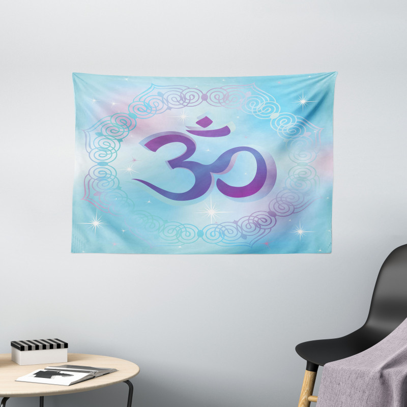 Oriental Symbol Meditation Wide Tapestry