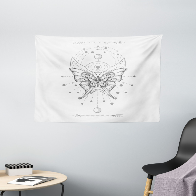 Muted Tones Boho Butterfly Wide Tapestry