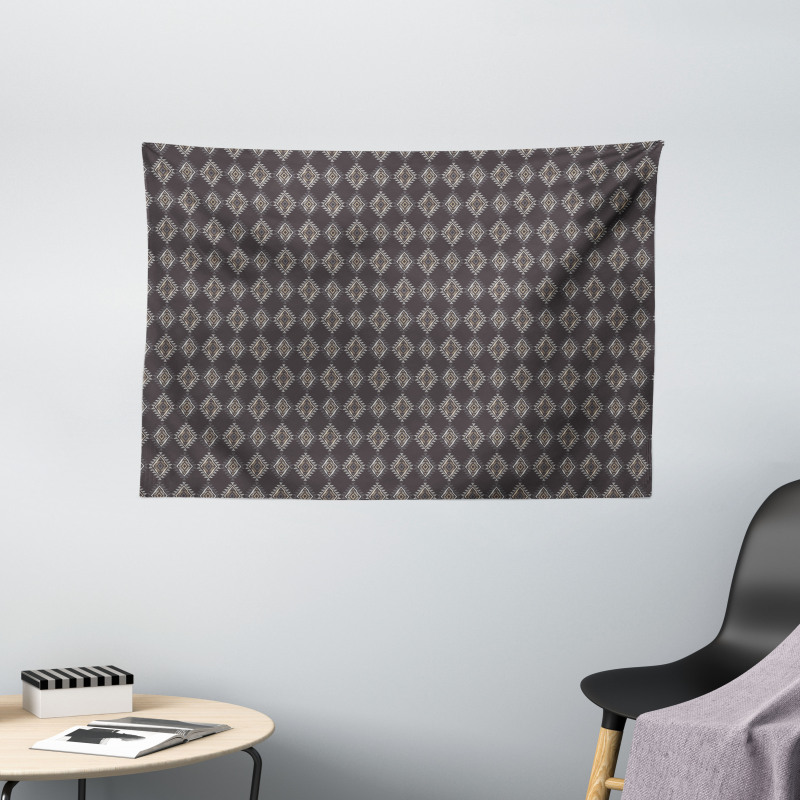 Rhombus in Earth Tones Wide Tapestry