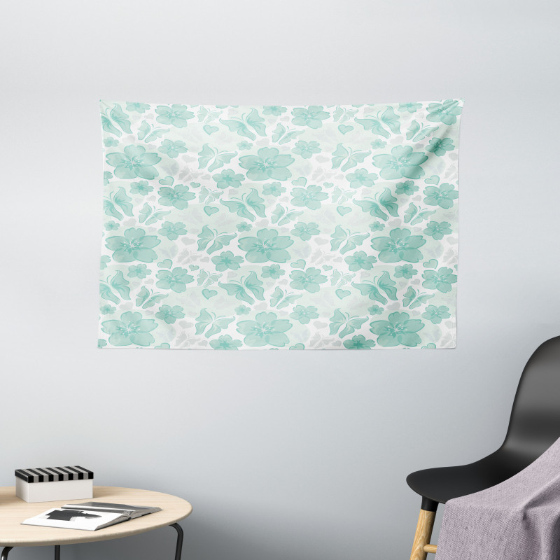 Spring Butterflies Wide Tapestry