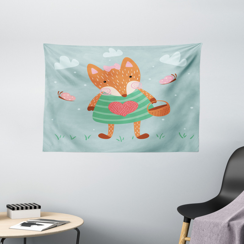 Nursery Animal with Dress Wide Tapestry