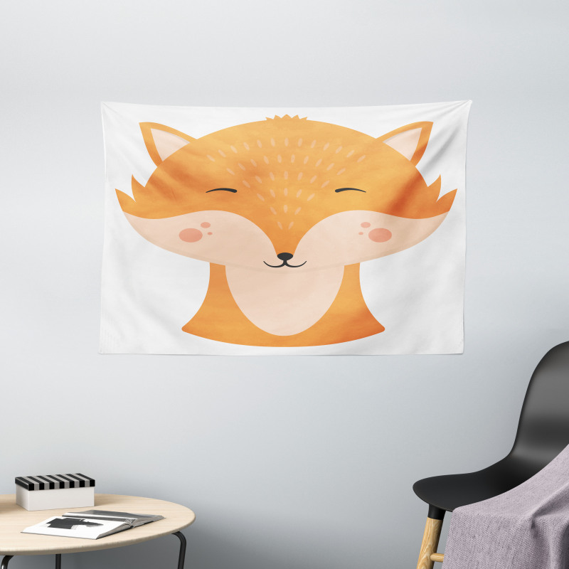 Happy Animal Face Simplicity Wide Tapestry