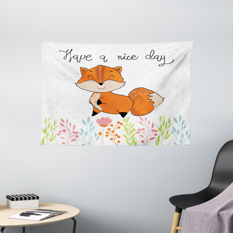 Have a Nice Day Wording Animal Wide Tapestry