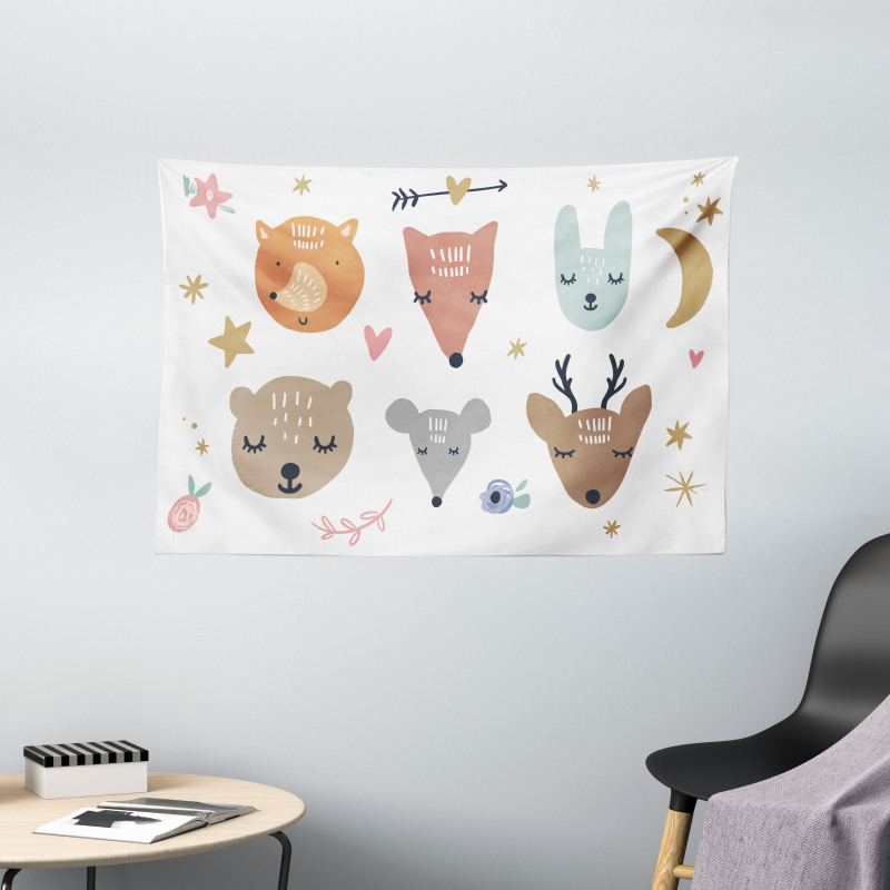 Scandinavian Animals Wide Tapestry