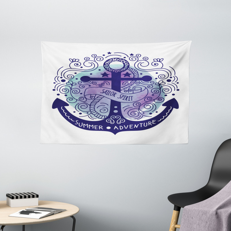 Watercolor Anchor Wide Tapestry