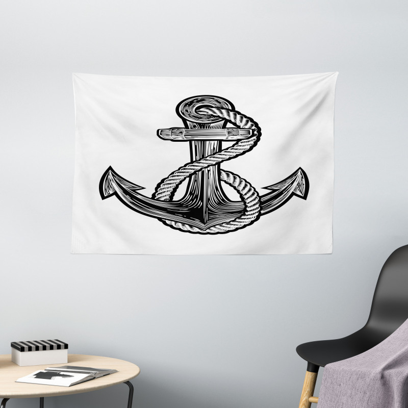 Monochrome Anchor Wide Tapestry