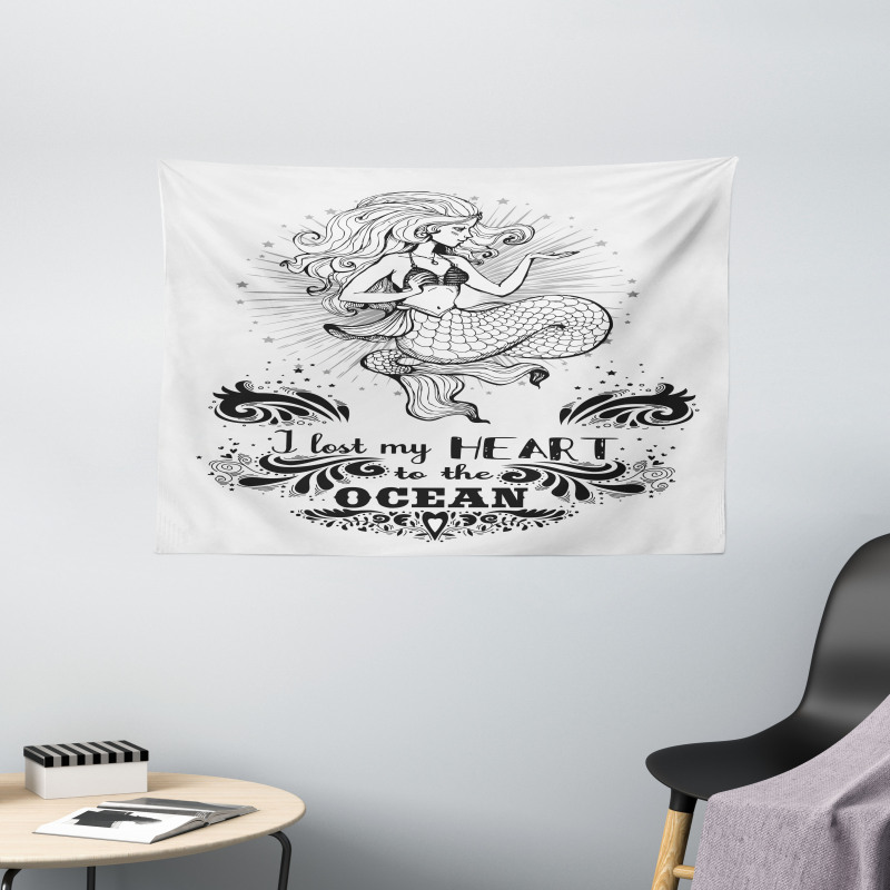 Aquatic Mermaid Wide Tapestry