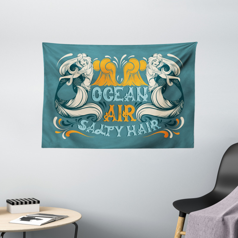 Mermaid Summer Sea Wide Tapestry