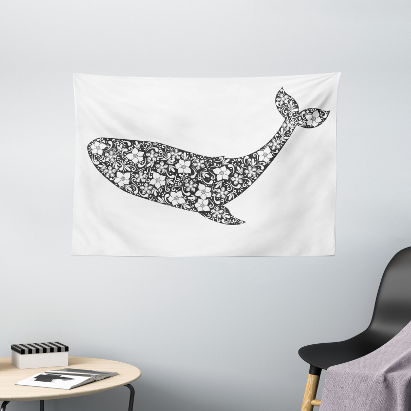 Zentangle Whale Wide Tapestry