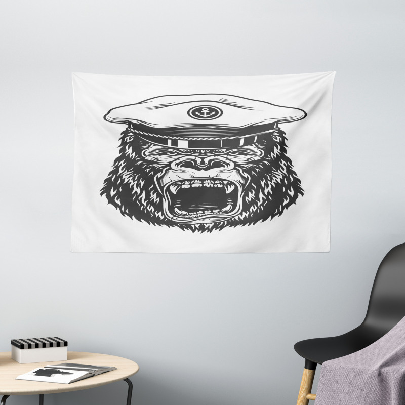 Seaman Gorilla Art Wide Tapestry