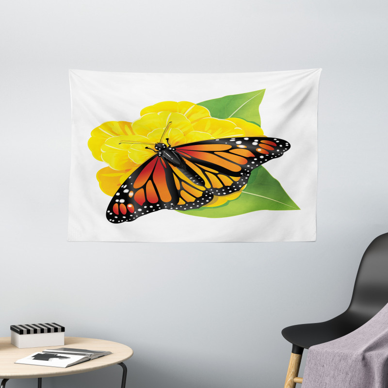 Moth Flower Wide Tapestry