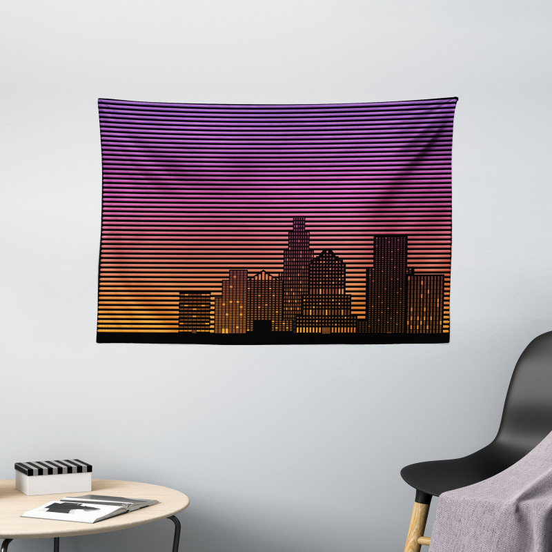 80's Skyline Wide Tapestry