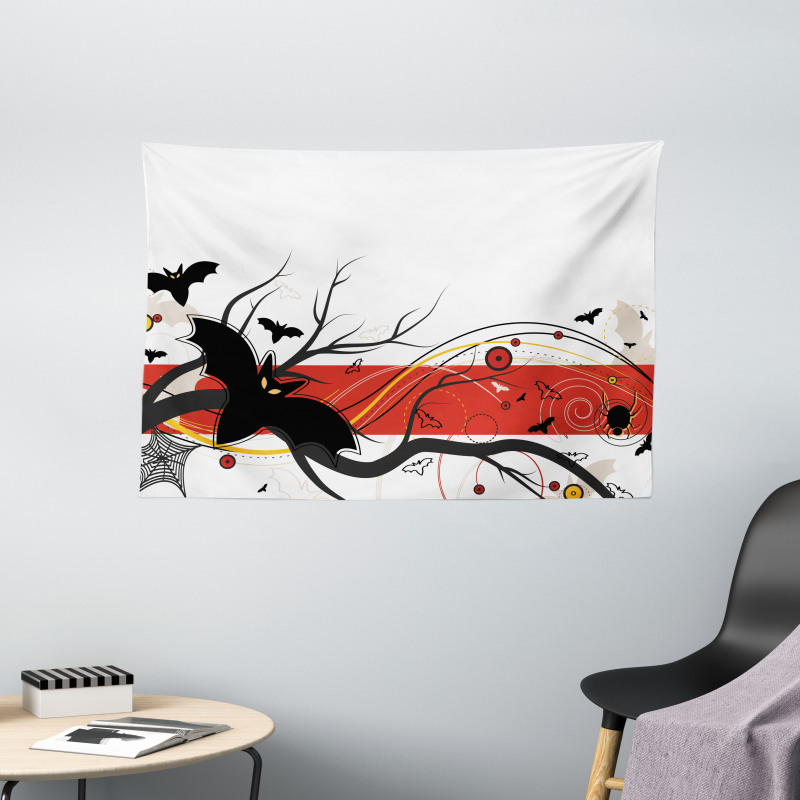 Bat Spider Curls Wide Tapestry