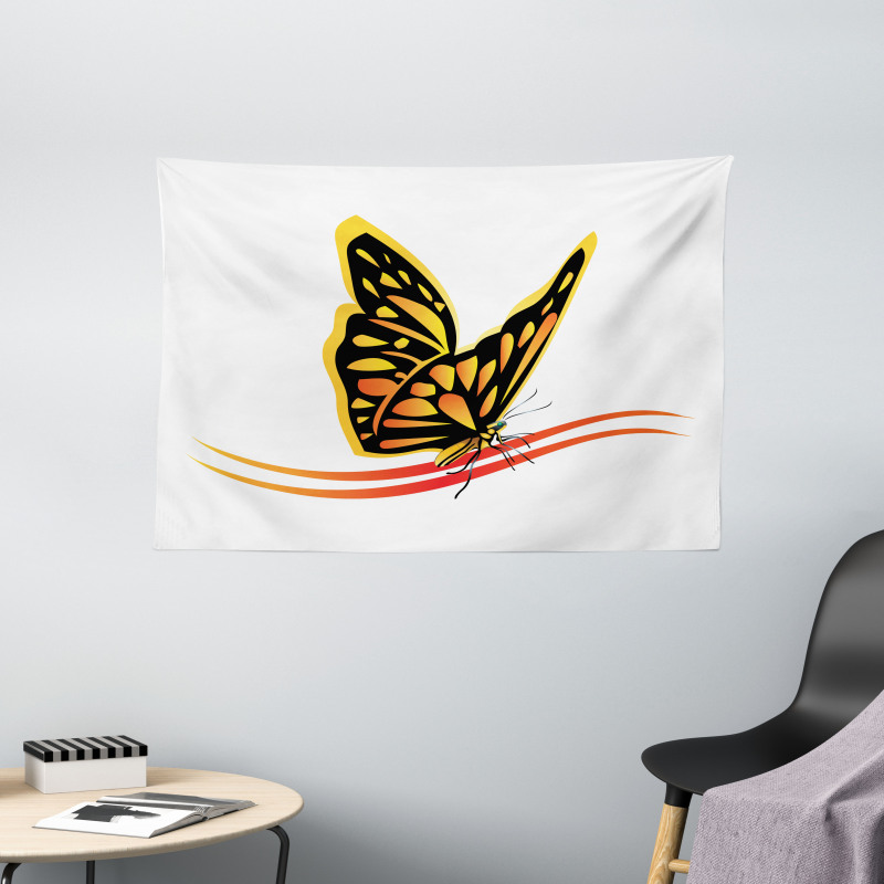 Delicate Spring Moth Art Wide Tapestry