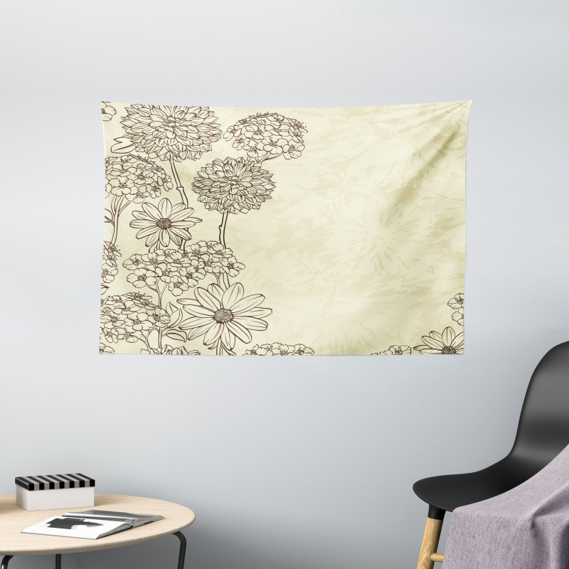 Blooming Retro Wide Tapestry