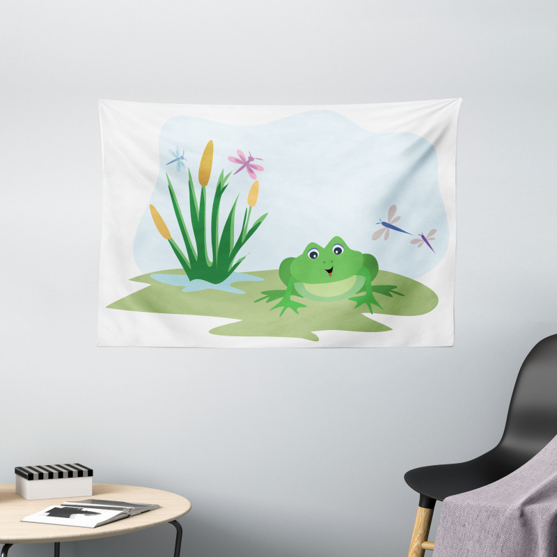 Dragonflies Plants Amphibian Wide Tapestry