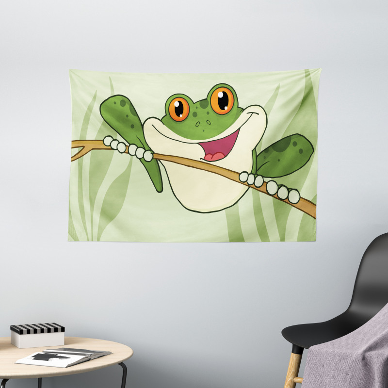 Happy Amphibian in Jungle Wide Tapestry