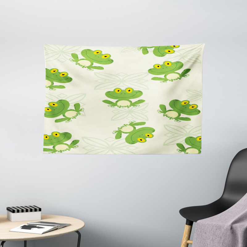 Repetitive Smiling Animal Wide Tapestry