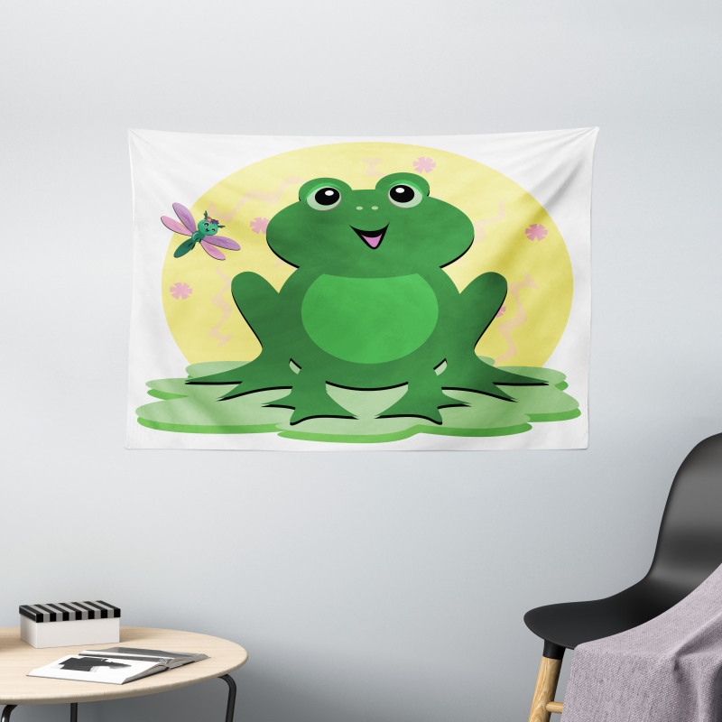 Childish Concept Pond Animal Wide Tapestry