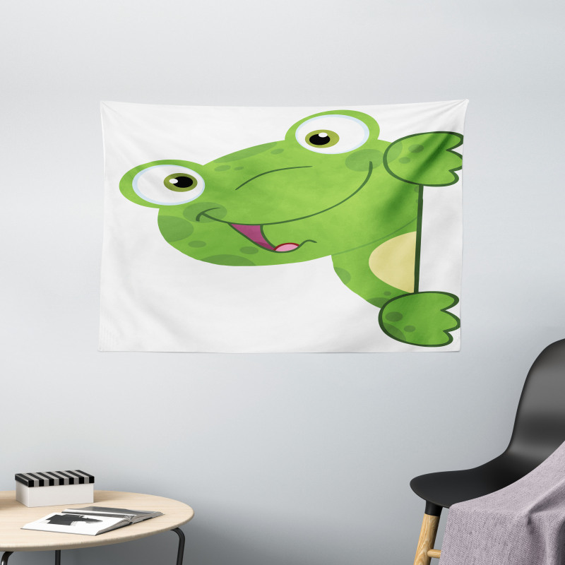 Cartoon Smiling Animal Wide Tapestry