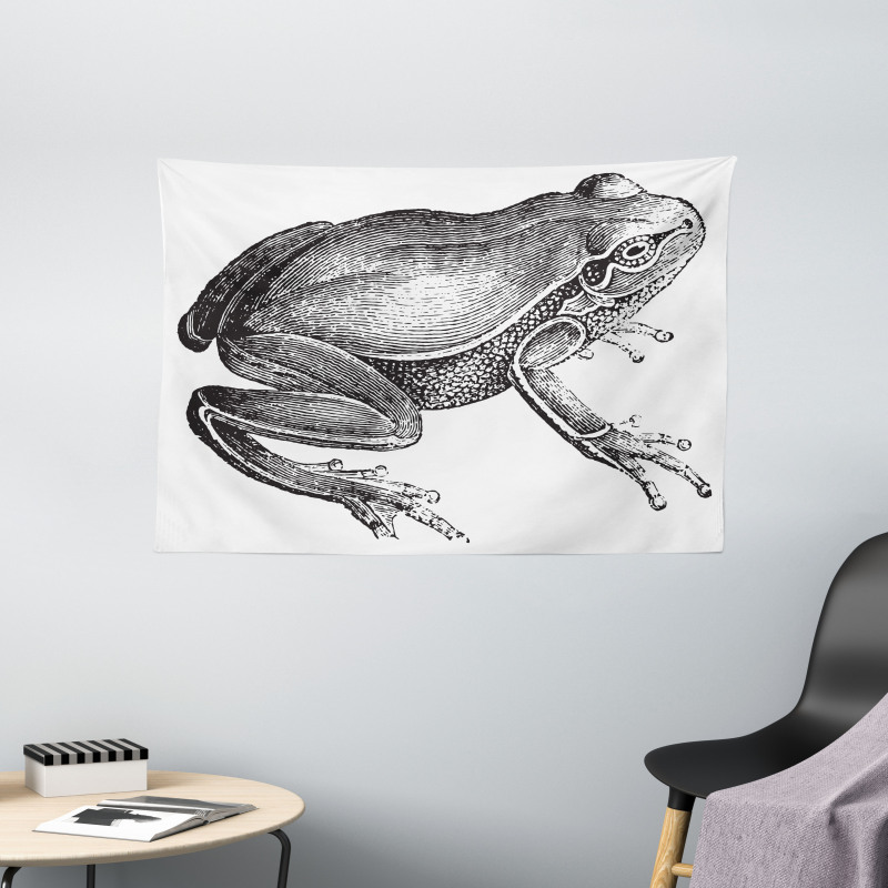 Engraved Amphibian Fauna Art Wide Tapestry