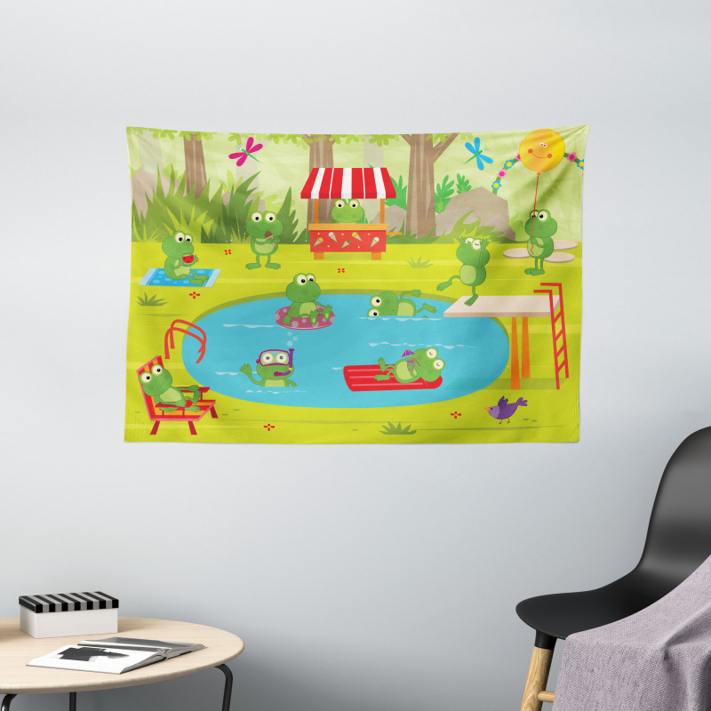 Animal Pool Party Fun Forest Wide Tapestry