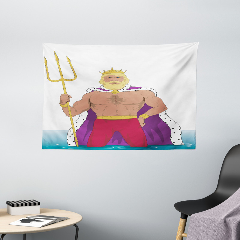 King of the Ocean Drawing Wide Tapestry