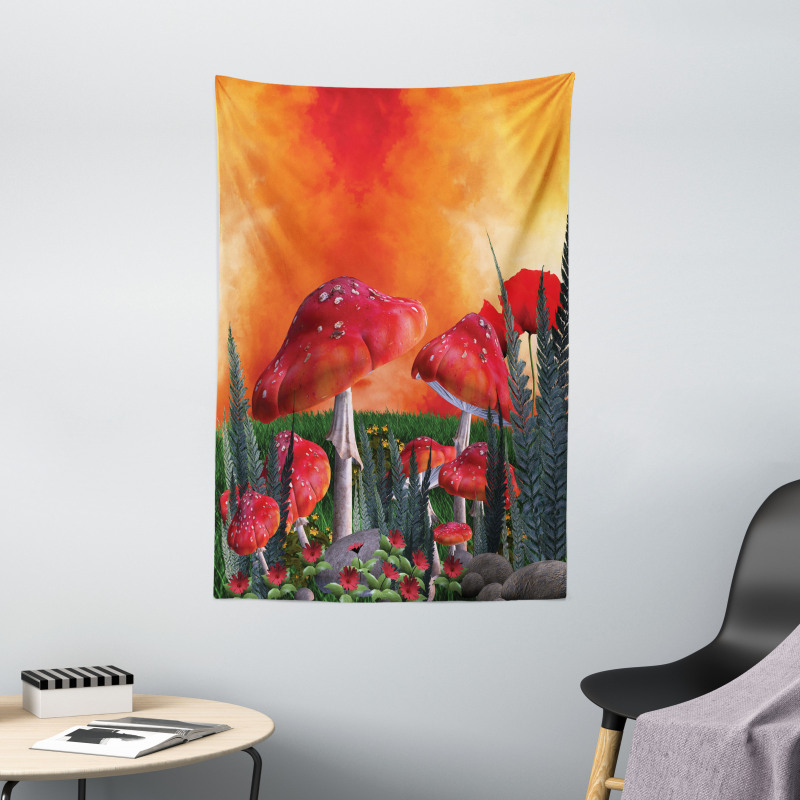 Clouds Leaves Poppies Tapestry