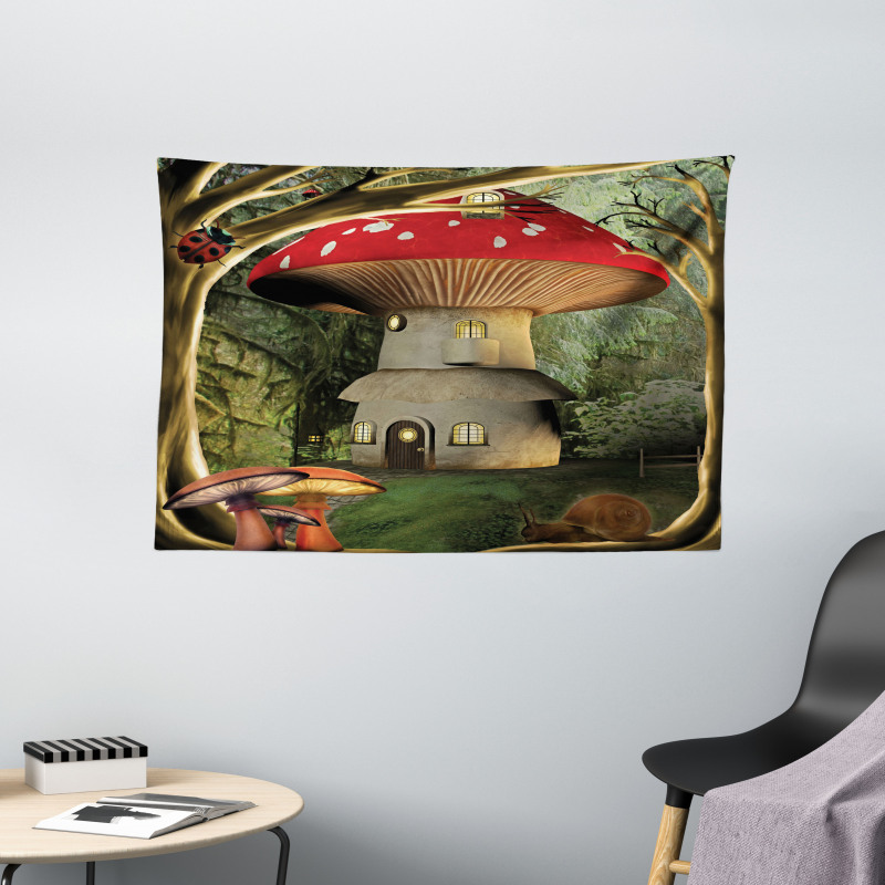 Mushroom Magic Forest Wide Tapestry