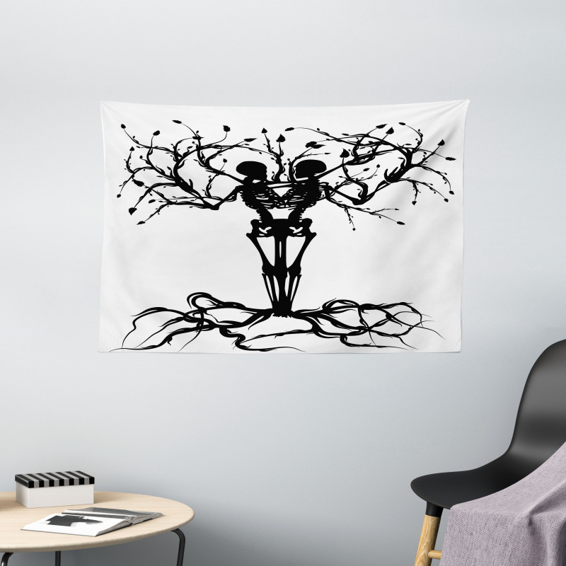 Bone Tree Gothic Wide Tapestry