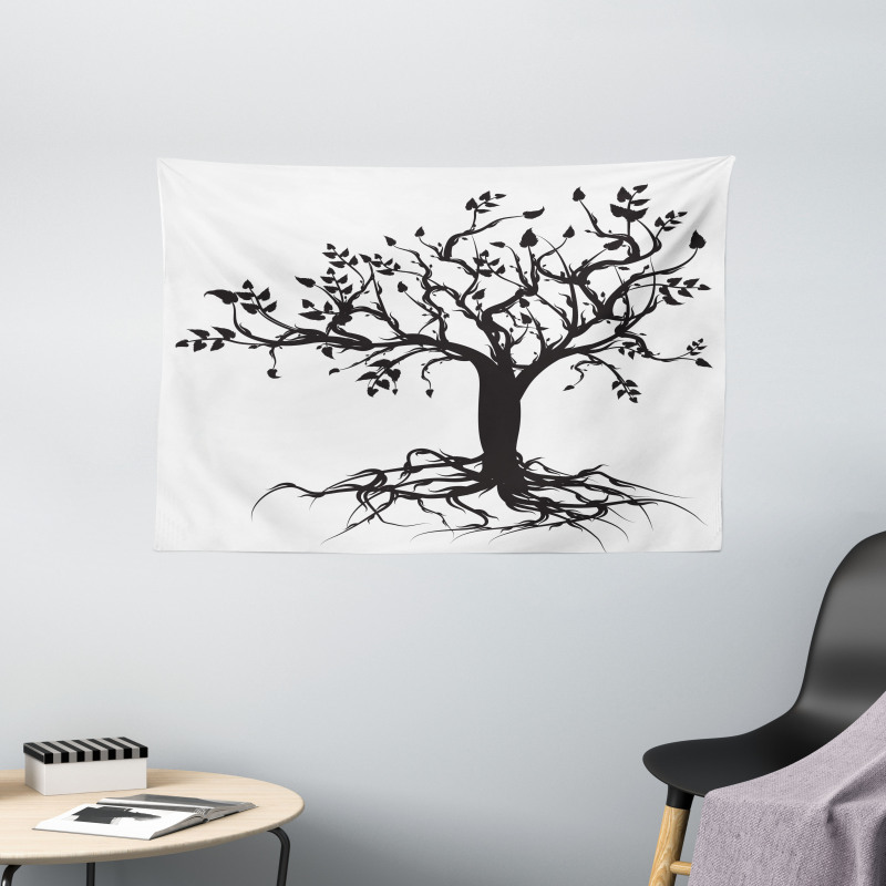 Nature Silhouette Art Wide Tapestry