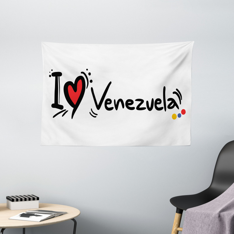 I Love Venezuela Wording Wide Tapestry