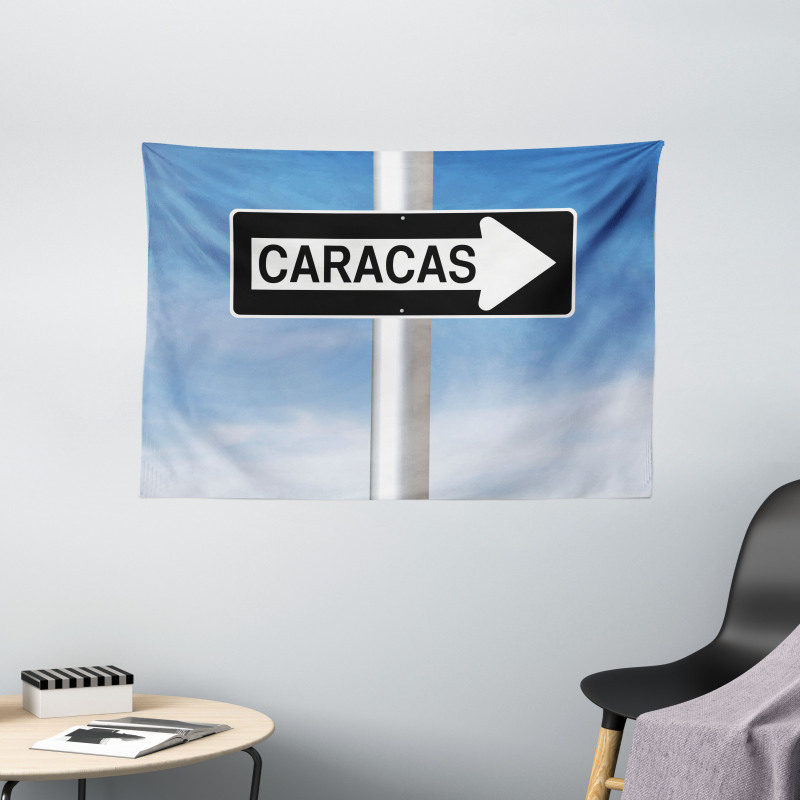 Caracas Lettering Sign Wide Tapestry