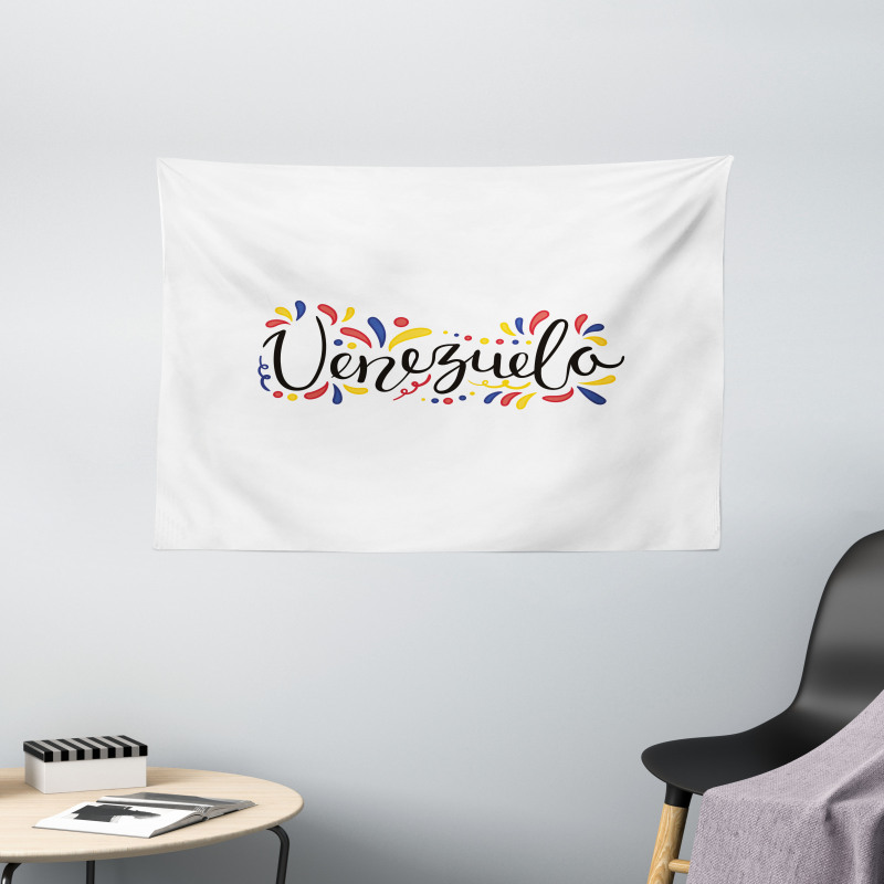 Colorful Cursive Wording Wide Tapestry