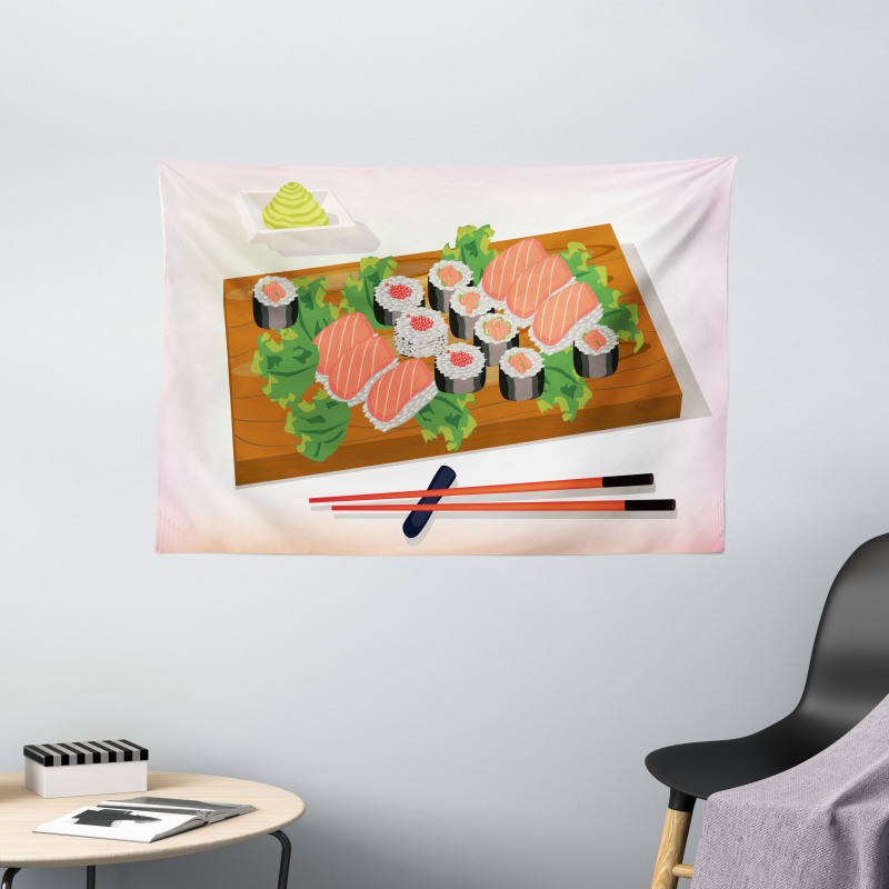 Plate of Tasty Food Wide Tapestry