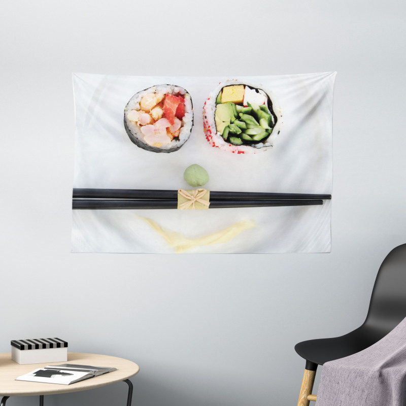 Sushi Smile Plate Top Photo Wide Tapestry