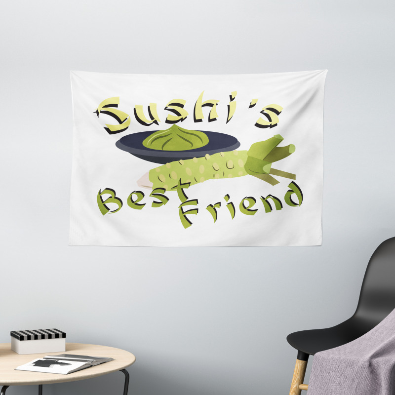 Sushi's Best Friend Cartoon Wide Tapestry