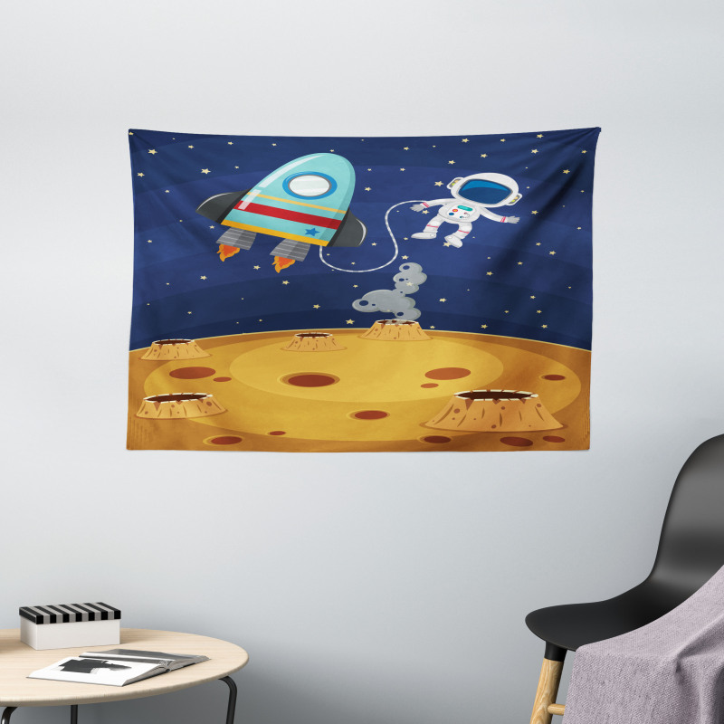 Cartoon Design Space Theme Wide Tapestry