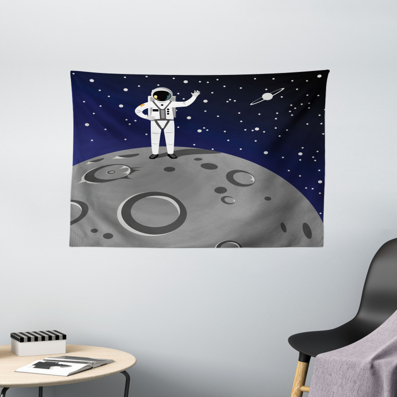 Man Landed on Moon Wide Tapestry