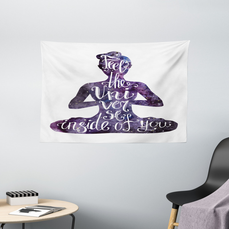Fell the Universe Text Yoga Wide Tapestry