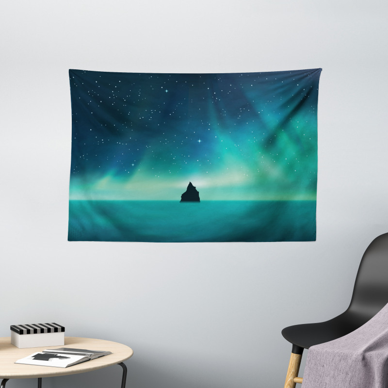 Aurora Borealis Single Rock Wide Tapestry