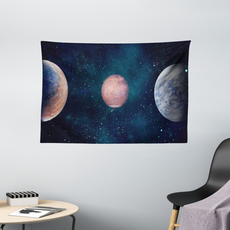 Planets Starry Galaxy Space Wide Tapestry