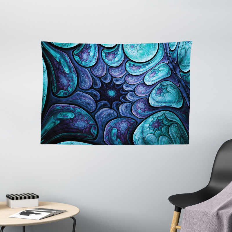 Surreal Futuristic Elements Wide Tapestry