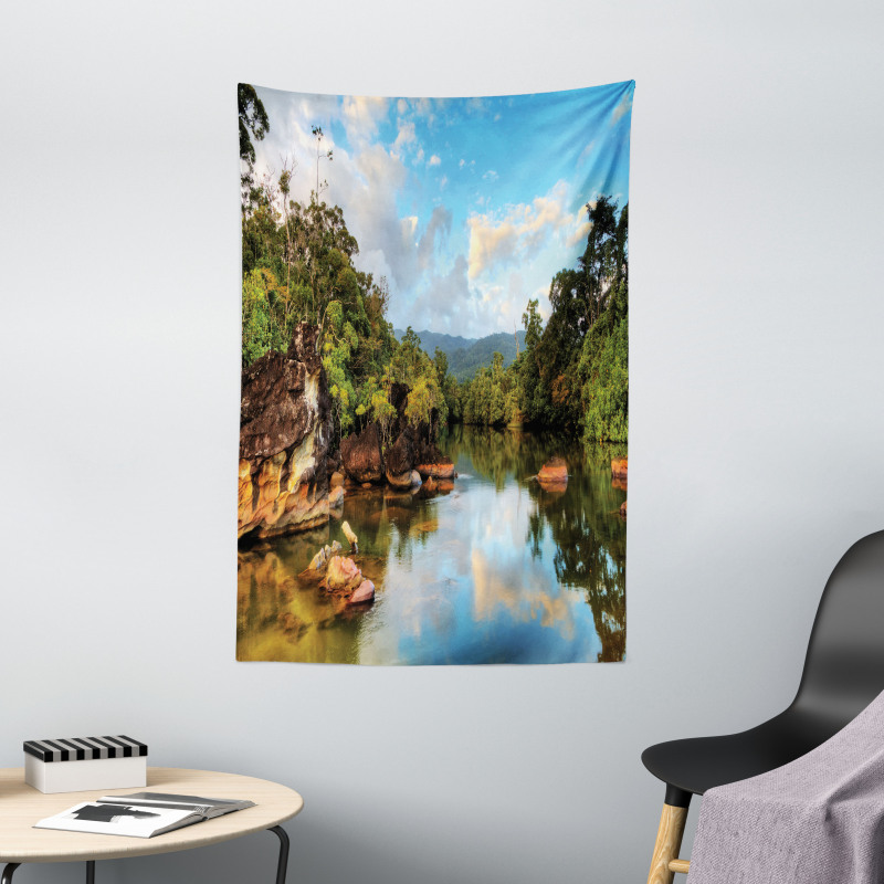 View of Jungle River Tapestry