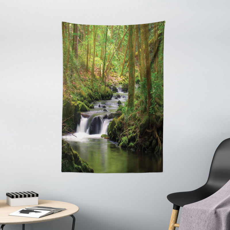 Forest over Mossy Rocks Tapestry