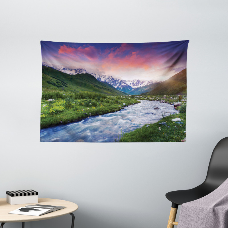 Georgia Caucasus Hills Wide Tapestry